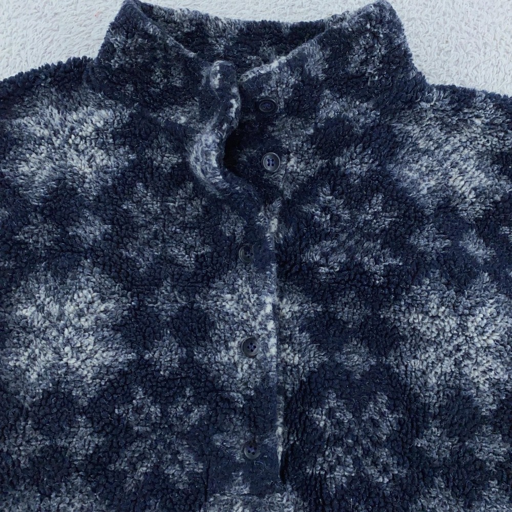 LL Bean Fleece Pullover Sweater Mens XL Henley Button Up Aztec Made USA‎ Warm
